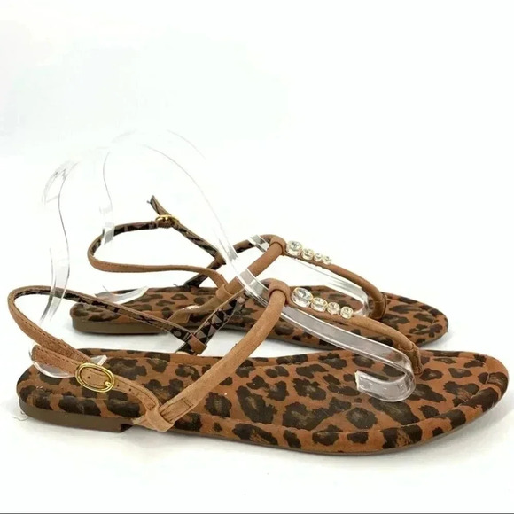 Jessica Simpson womens sandals size 10 40 brown gem t-strap flip flops - Picture 2 of 11